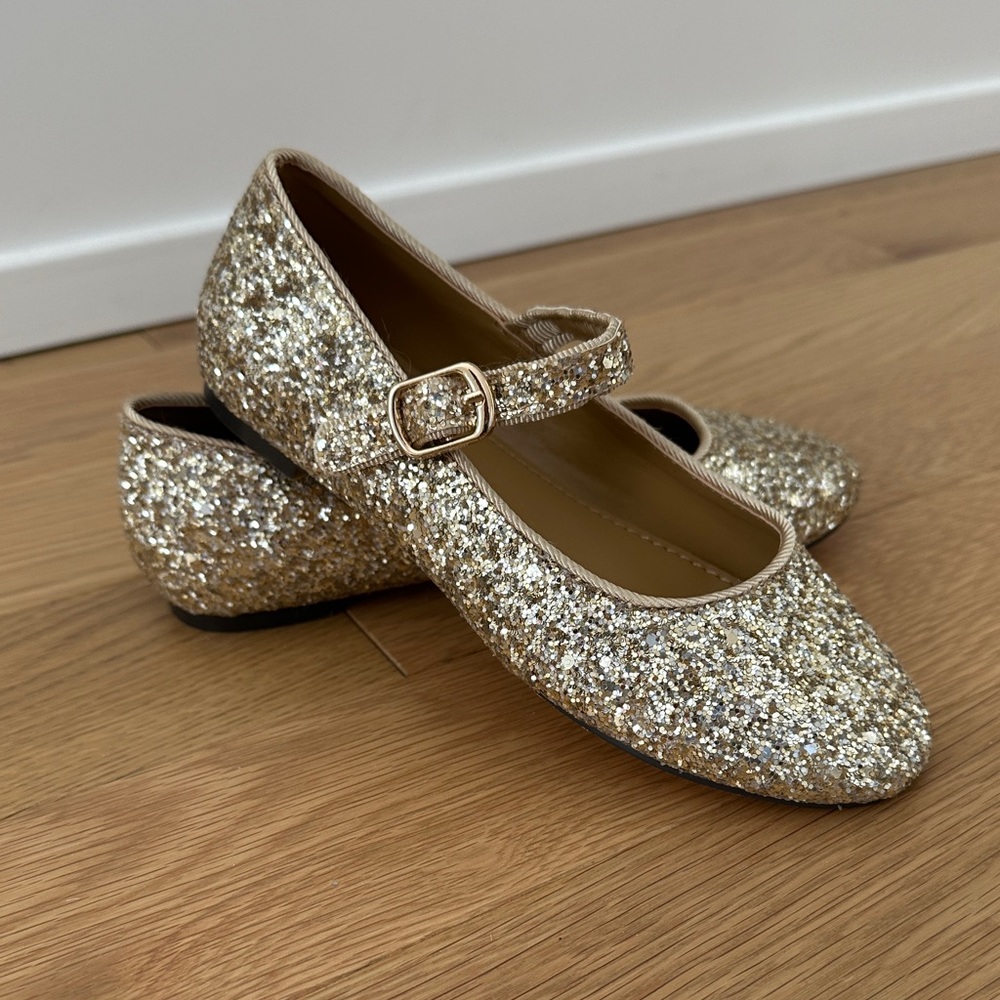 Girl’s J. Crew Glitter Ballet flats- Gold